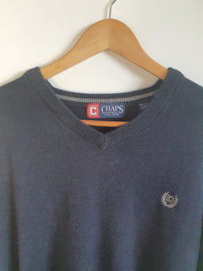 Ralph Lauren Chaps Navy V Neck Sweatshirt - L