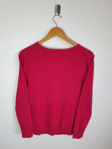 Tommy Hilfiger Womens Hot Pink V Neck Sweatshirt - M