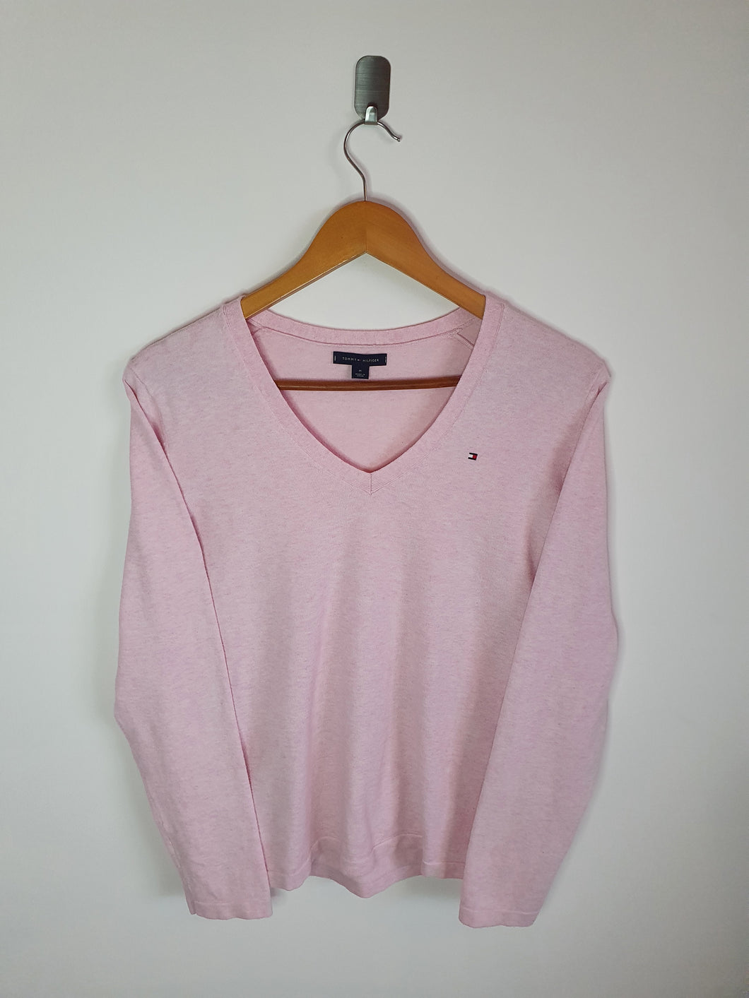 Tommy Hilfiger Womens Baby Pink V Neck Sweatshirt