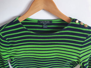 Ralph Lauren Womens Green/ Black Striped Top - XS