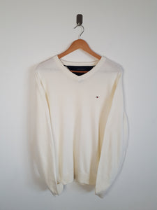 Tommy Hilfiger Cream V Neck Sweatshirt  - XL