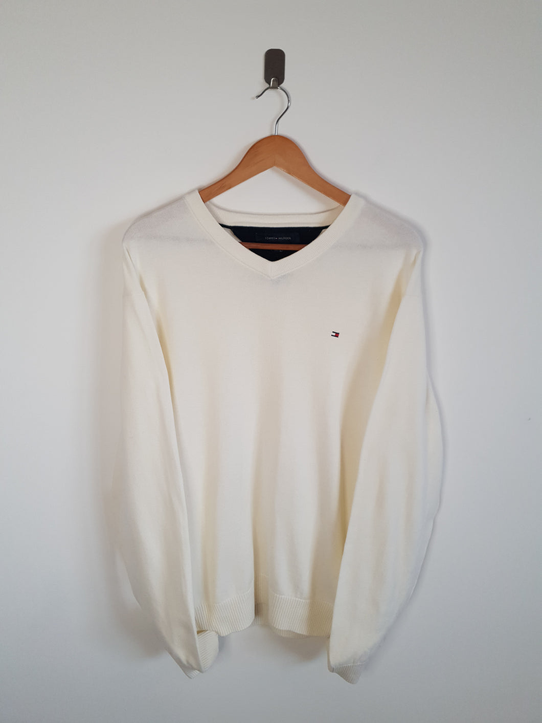 Tommy Hilfiger Cream V Neck Sweatshirt  - XL