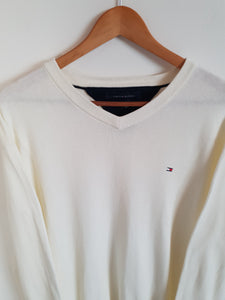 Tommy Hilfiger Cream V Neck Sweatshirt  - XL