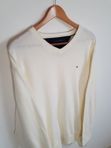 Tommy Hilfiger Cream V Neck Sweatshirt  - XL